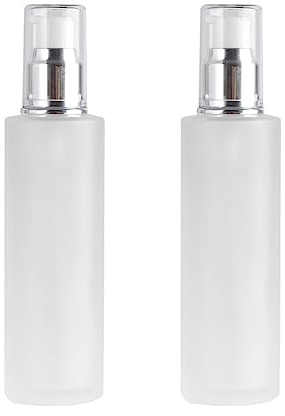QUUPY Leere nachfüllbare Milchglasflaschen für Grundierung, Kosmetik, Lotion, Creme, Seren, Flüssigkeiten, 100 ml, 2 Stück