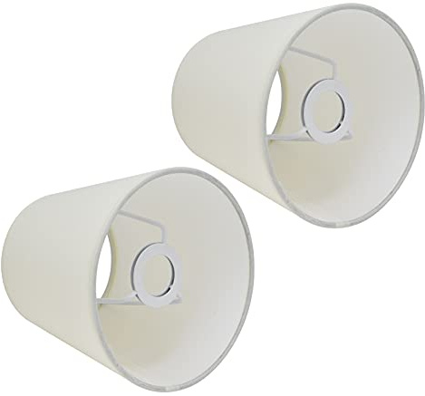 Lampenschirme Für Tischlampen, Kleiner Lampenschirm, Ersatz-Lampenabdeckung, Europäischer Stil, Stoff, Natürliches Leinen, Handgefertigt, Für E14 Kronleuchter, Tischlampe, Stehlampe, 2 Stück(Weiss)