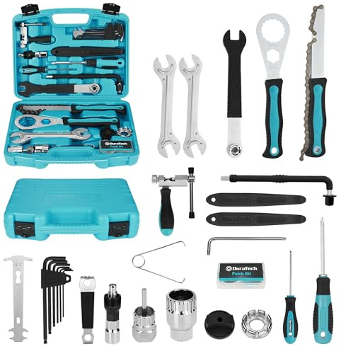 DURATECH Bike Repair Kit, 35PC Bicycle Tool Kit with Carry Case, Bike Accessories for Repairing Tyres, Brakes, Chains, Pedal, Mountain Bike & Road Bike Maintenance, Great Gift for Men, Women