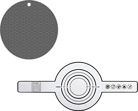 Oikabio Tapis de cuisson en silicone avec manique pour cocotte et pain - Anti-adhésif - Avec longue poignée - 21 cm - Réutilisable