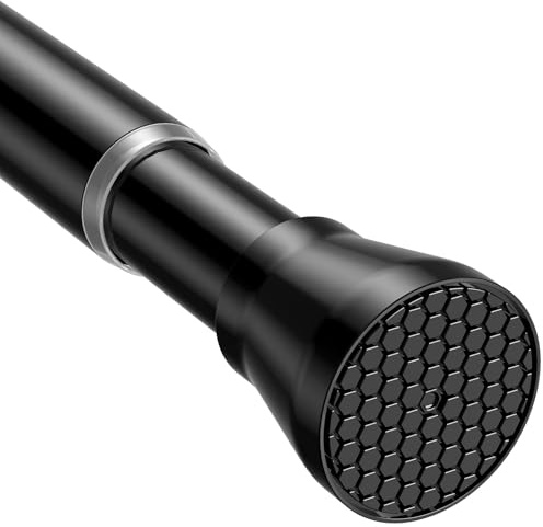 Zipglo 1 Stück Gardinenstange ohne Bohren Teleskopstange 113-200cm Schwarz | Kleiderstangen Duschvorhangstange für Badezimmer Fenster Raumteiler, Ø 22mm Vorhangstange Klemmstange Spannstange