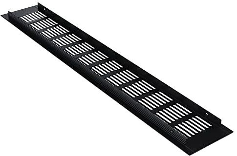 Cubierta de rejilla de ventilación negra, paquete de 4 cubiertas de rejilla de ventilación de 80 x 600 mm, cubierta de rejilla de ventilación de zócalo de cocina de aleación de aluminio, cubiertas de