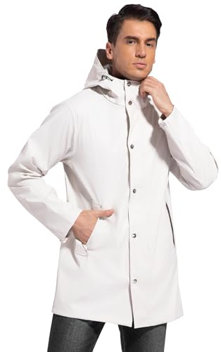 UNIQUEBELLA Raincoat for Men, Rain Jackets Waterproof With Hood Breathable Windbreaker Outdoor Men's Lightweight Coat