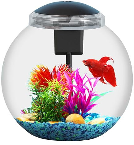 SW PRODUCTS Serbatoio per pesci da 3 galloni, kit di avviamento per acquario, ideale per Betta/Nano/Goldfish, Betta Fish Tank con filtro e luce, adattatore di alimentazione, plastica trasparente