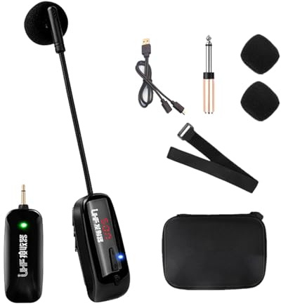 Badiman Micrófono de Instrumento inalámbrico para Accesorios de Flauta Erhu, Sistema de Trompeta para Instrumentos Musicales, Amplificador de saxofón,