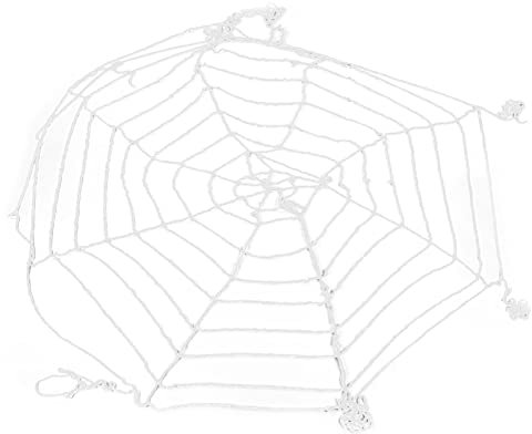 Jwthee Ragnatela, Ragnatela Bianca Grande Ragnatela di Halloween Decorazioni Bianche Rotonde a Rete Spiderman Decorazioni Rotonde Elastiche a Cintura per Esterni al Coperto