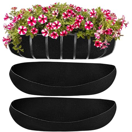 Rurunklee 3 Pack Felt Trough Planter Liners 36 Inch Fabric Window Box Liners Replacement Black Non-Woven Hanging Plant Liner for Planter Garden Fence Flower Baskets Vegetable Pot