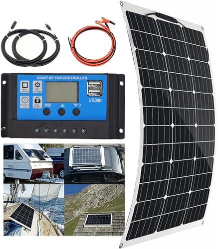 Kit De Panneau Solaire, (150 W/300 W/450 W/600 W) Panneau Solaire Flexible 12 V + ContrôLeur 40 A, Installation Facile, Pour Camping-Car, Cabine De Bateau, Camping-Car, Caravane, Camping-Car,150W