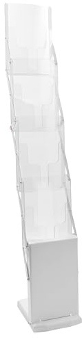 SPRINTIS Faltbarer Prospektständer DENVER, weiß, eleganterBroschürenhalter mit 4 x A4 Acrylablagen, inklusive Transporttasche,für Messe und Büro