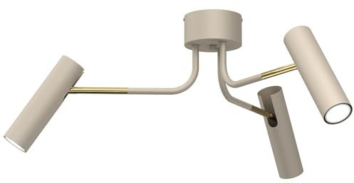 Licht-Erlebnisse Deckenspot Metall Beige Gold Wohnzimmer Flur H:27 cm GU10 bis 8 W verstellbar 3-flammig elegant stilvolle Deckenlampe Küche STAMKAN