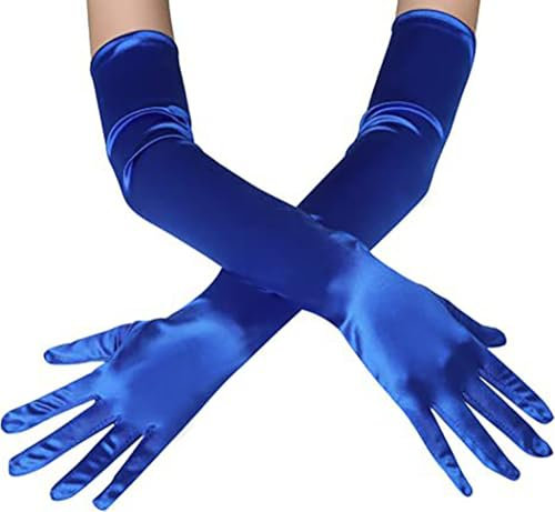 Anevous Elegant Handschuhe Damen, 53cm Lang Goldsamt Handschuhe 1920er Handschuhe für Frauen, Elbow to Wrist Opernhandschuhe, Elastisch Gloves für Kostüm Halloween Karneval Party Fest,Königsblau