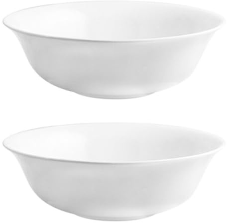 Tradineur - Pack de 2 Ensaladeras Redondas Modelo Elba - Fabricado en Vidrio Opal - ligeras y resistentes - ideales para el uso diario y ocasiones especiales - Ø 23 x 6,3 cm