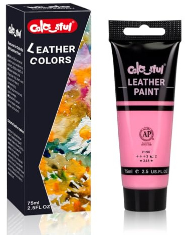 Colorful Leather Paint 2.5oz Pink for Shoe Painting & Leather Projects | Premium leather paint for bags, wallets, jackets, shoes, and DIY crafts. Waterproof, flexible, durable, and long-lasting.
