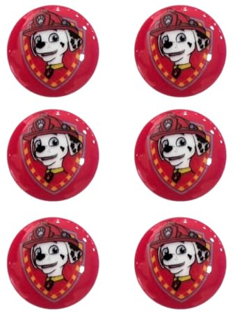 CMM COMERCIAL MERCERA – 6x Paw Patrol Marshall Kinderknöpfe 15 mm zum Annähen | Knöpfe für Kinderkleidung, Babysachen & Basteln | Bunte Rundknöpfe für DIY Nähprojekte & Strickjacken