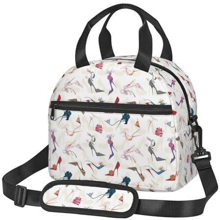 Tacco alto Scarpe Stampa Isolato Lunch Bag Grande Capacità Leggero Borse Palmare Posteriore Tasche Cerniera