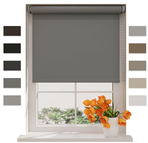 DTCH® Verdunklungsrollo ohne Bohren, stahlgrau, 200 x 190 cm | 100% verdunkelnd, inkl. Klemmfix, Wand- oder Deckenmontage, Breite kürzbar, kindersicher, Breiten bis 240 cm