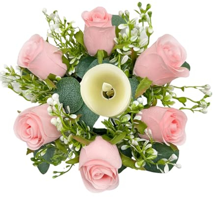 Anello per candela, corona di con rosa artificiale, oggetti decorativi per corone di fiori fatte a mano, portacandele per disegni primaverili/estivi, per matrimoni, proposte,