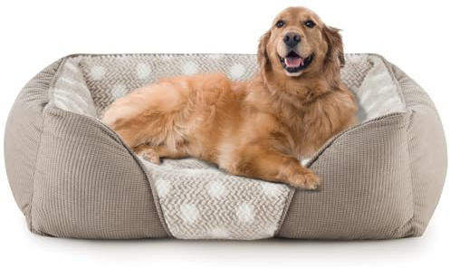Heymamba Extra Large Dog Bed Washable with Corn Kernels&Dot Pattern Design, XL Dogs Bed Filled with Non Clumping Cotton to Prevent Bone Diseases, 90x65x23cm