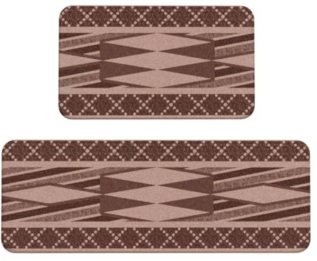 AOLBSPD Tribal Aztec Pattern Southwest 1 Kitchen Mats Set of 2 - Floor Mats for Sink & Stove Areas, Durable Comfort for Kitchen & Office