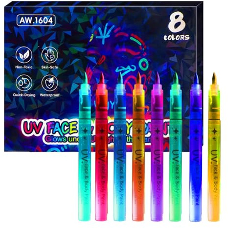 Pennarello per il viso lavabile per il trucco | Pennarelli al neon temporanei che si illuminano al buio, per adulti, bambini, ragazze, artigianato e arte