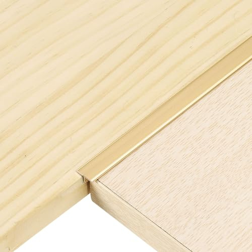 QUARKZMAN 4Pcs 2.9ft x 0.39 Profilés De Transition En T Pour Sol, Bords En Alliage D'Aluminium Pour Joints De Plancher En Vinyle, Pour Lames De Parquet Carrelage Et Interstices De Sol, Or