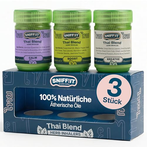 Sniffit® Thai Herbal Inhaler, Kräuter-Inhalierstift, 3er-Set