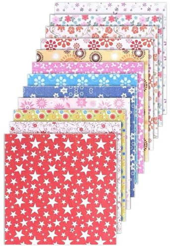 72 Blatt Origami Papier 15x15cm Farbiges Quadrate Faltpapier in 12 Muster Handgemachte DIY Origami Bunte Stern Liebe Blumen Origamipapier für DIY Papierhandwerk, Kinder und Erwachsene