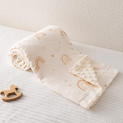 Naapesi Coperta Neonato 100x75cm Arcobaleno Beige - Copertina per Bambini Morbida e Calda, Plaid Bambino per Carrozzina, Culla e Lettino, Ideale come Regalo Nascita