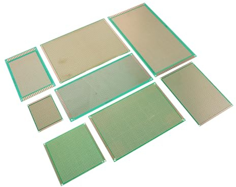 GARIOUANS Lot de 8 Cartes de Circuit Imprimé Simple Face en Fibre de Verre, Différentes Tailles, Support Électronique pour Prototypage, Carte Perforée pour Composants et Projets DIY