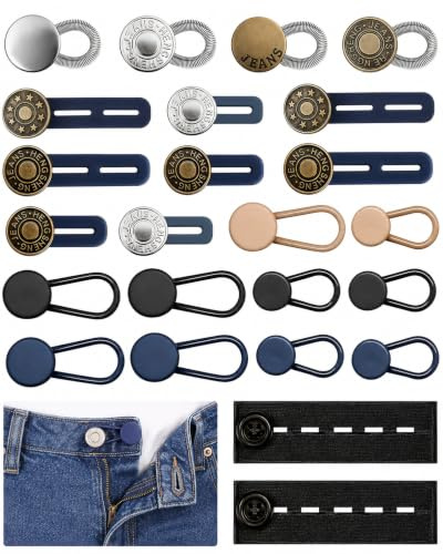 24PCS Button Extender for Trousers and Jeans, Multi Size Waistband Extender