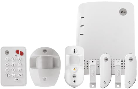 Yale 60-3800-EU0I-SR-5011 gsm Smart Home Alarm, Sistema Inalámbrico Completo Anti-Intrusión: 104dB Sirena + Detector de Movimiento + Apertura | Notificaciones Push, Correo Electrónico y SMS, Blanco