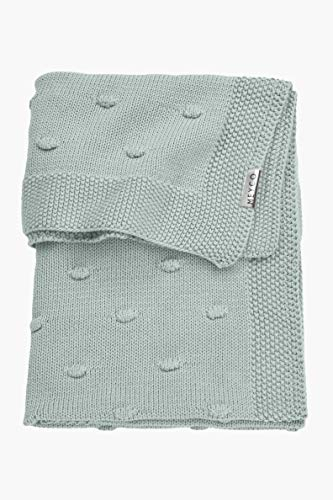 Meyco 2733053 Babydecke gestrickt mit Knoten 75x100 cm, Stone Green