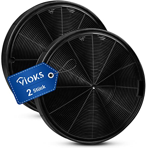 VIOKS Lot de 2 filtres à charbon actif pour hotte aspirante AEG Electrolux 902980046/4 9029793578 E3CFF62 Faber EFF62 Bosch 00748732 00748733 DHZ5316 Whirlpool 484000008674 Filtre rond