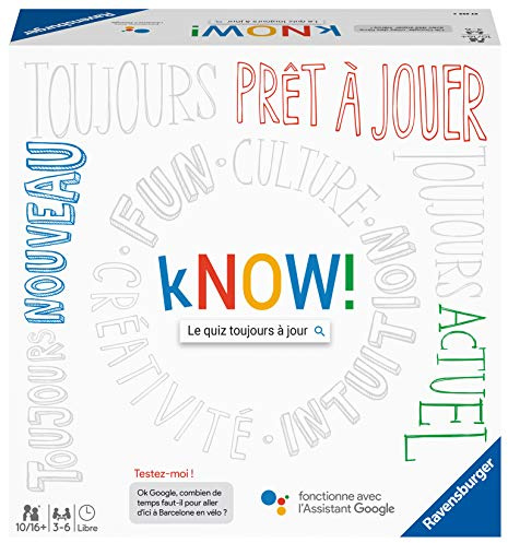 Ravensburger - Know! – Gesellschaftsspiel – Quizspiel zum Spielen mit Freunden oder der Familie – spielbar mit Google Assistant – Unisex – 27253 – französische Version