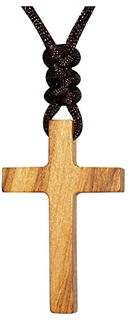 Natürliche Holzkreuz Olivenholz Kreuz Anhänger Halskette für Männer Frauen Christliche Taufe Weihnachten Ostern Gebet Glaube Bestätigung Geburtstag Geschenk Auto Rückblick Spiegel Hängende