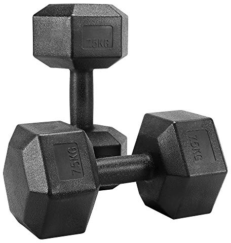 Yaheetech 2 Stück Hantel Set 7,5 Kg Kurzhanteln PVC Hexagon Hanteln Gewichte Training für Aerobic, Gymnastik und Fitness Zuhause