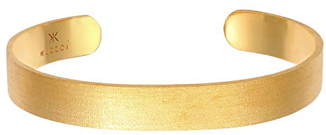 Kuzzoi Buddha Herren 10 mm Silber Armreif offen handgefertigt 925 Silber | mattiert Basic Armband für Männer vergoldet breit 25g