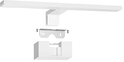 SEBSON LED Spiegelleuchte 40cm Badezimmer IP44, weiße Spiegel Schrankbeleuchtung + Wandlampe + Klemmleuchte, neutralweiß 4000K 8W 600lm 230V Aluminium, Schminklicht