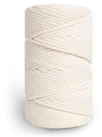 ipow 5mm x 100m Filo macrame Corda Cotone Cordoncino cotone Macramè filo 5mm Naturale DIY Fai da te Creazione artigianale, Decorazione da parete, ecc
