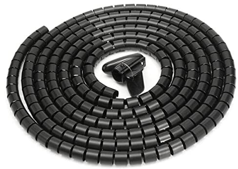 5M Cable Tidy Wire Sleeves Storage Tube Network Cable Power Cable Protective Cover Computer Cable Management Package Anti-dust Organizer Hub for TV PC Home Office 16mm Black