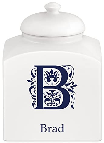 Maverton Overprinted Cookie Jar for man, Kitchen Container with Lid, BLUE | Ceramic Candy Container for Birthday, Storage Jar for Biscuits, Accessory for him, Solid Food Storage