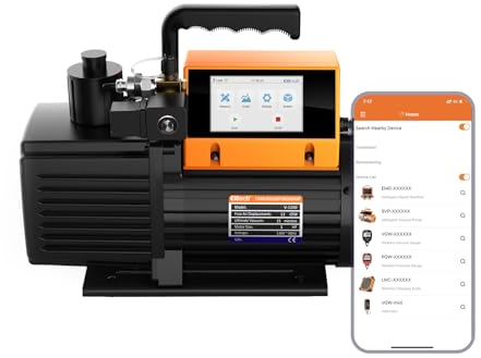 Elitech Bomba De Vacío De 5.5L/S, Aire Acondicionado Con Bomba De Vacío HVAC Inteligente De 2 Etapas Con Control De Aplicación Y Detección De Fugas, V1200 (sin Aceite)