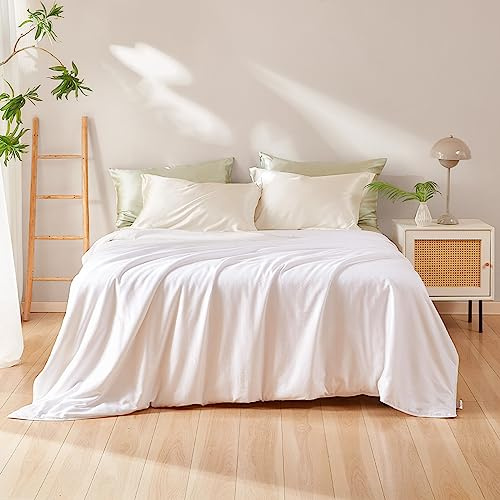 THXSILK Pure Mulberry Silk Comforter Cool for Summer, Grade 6A Mulberry Silk Filled Duvet Luxury Bedding, Cotton Cover, Cal King 110in x 96in/280cm x 244cm, Weight 2.2lb/1kg