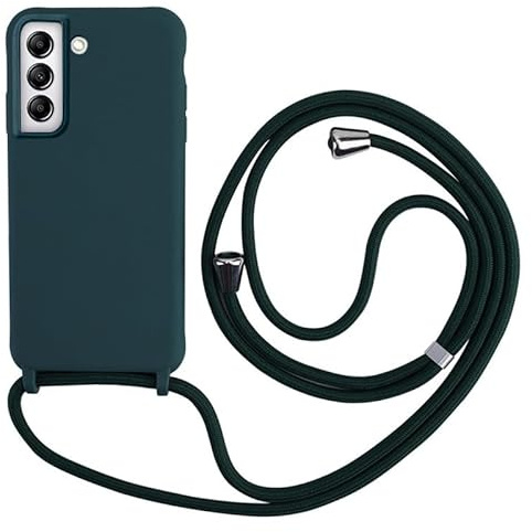 Keteen Handyband hülle für Samsung Galaxy S21 FE Handyhülle mit Band, Slim Silikon S21 FE hülle mit Abnehmbar Kordel, Stossfest Bumper Cover zum Umhängen Necklace Handyhülle für Samsung S21 FE-Grün