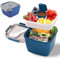 Pecewlos Fiambrera Bento Box, Ensaladera Lunch Box con 3 Compartimentos y Cubiertos, 1500ML Caja Bento a Prueba de Fugas para Adultos Niños, Almuerzo de Plástico Caja de Bento para Microondas