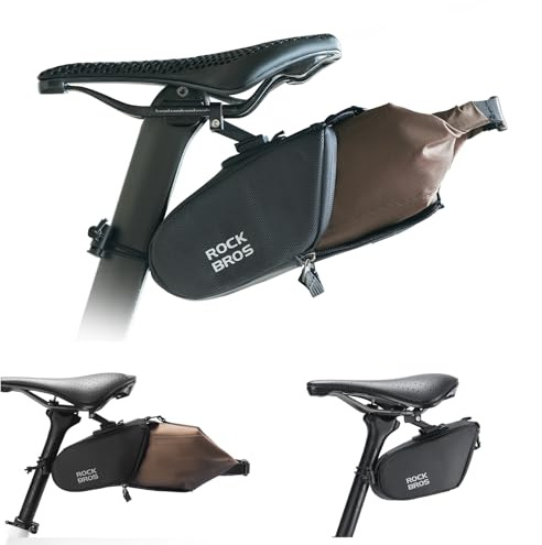 ROCKBROS Sacoche Selle Vélo 0,8-1,3L Séparation Interne Externe Extensible Sac Tige Siège VTT Arrière Étanche Réfléchissant Montage Rapide Feu Suspendable Stockage Compartimenté Vélo Route Pliant Vert