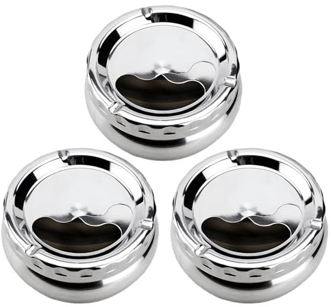 3 Stück Qualsen Aschenbecher Mit Deckel,Drehaschenbecher,Drehaschenbecher Groß,Aschenbecher mit Drehbarem Deckel, Tragbarer Rauchloser aschenbecher ，outdoor aschenbecher