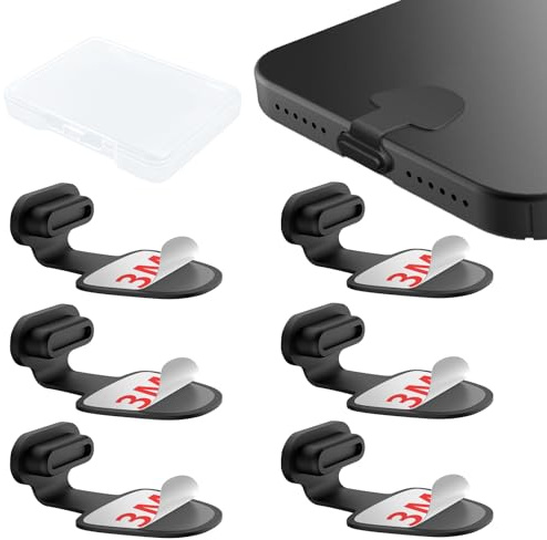 Rierousy 6 stycken USB C dammskydd, typ C-port skyddskåpa | Kompatibel med iPhone 15/Samsung Galaxy S23/Google Pixel/Xiaomi/OnePlus/Huawei (svart)