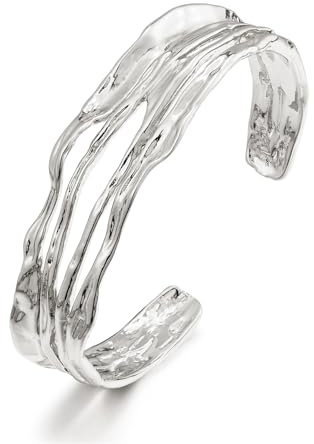 LILIE&WHITE Damen Armreif – Schlichtes Goldenes Manschettenarmband, Verstellbarer Offener Kreuzdraht-Armreif, Stapelbarer Schmuck für das Handgelenk