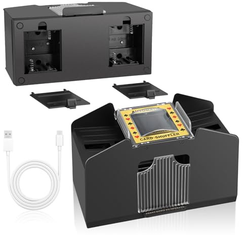 Luqixcey Automatischer Elektrischer Kartenmischer für 1-4 Deck, USB-/batteriebetrieben, Kartenmischmaschine für Poker, UNO, Texas Hold'em, Canast, Blackjack, ideal für Familienfeiern und Reisen